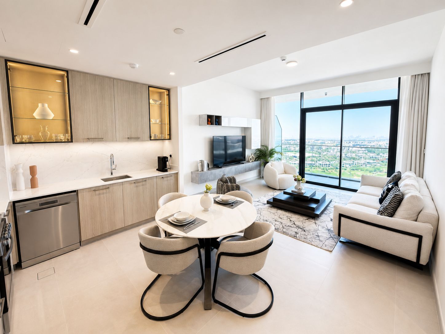 Luxury staged Dubai penthouse at golden hour